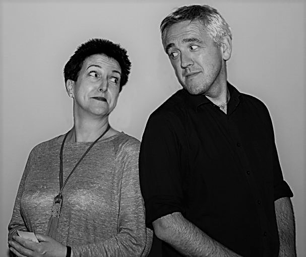 Candy Cane authors Iain and Heide by Pete C b+w